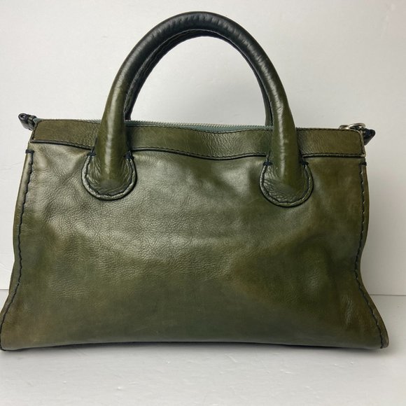Authentic Chloe  Edith Green Leather Satchel Bag Purse Travel Bag - Picture 2 of 14
